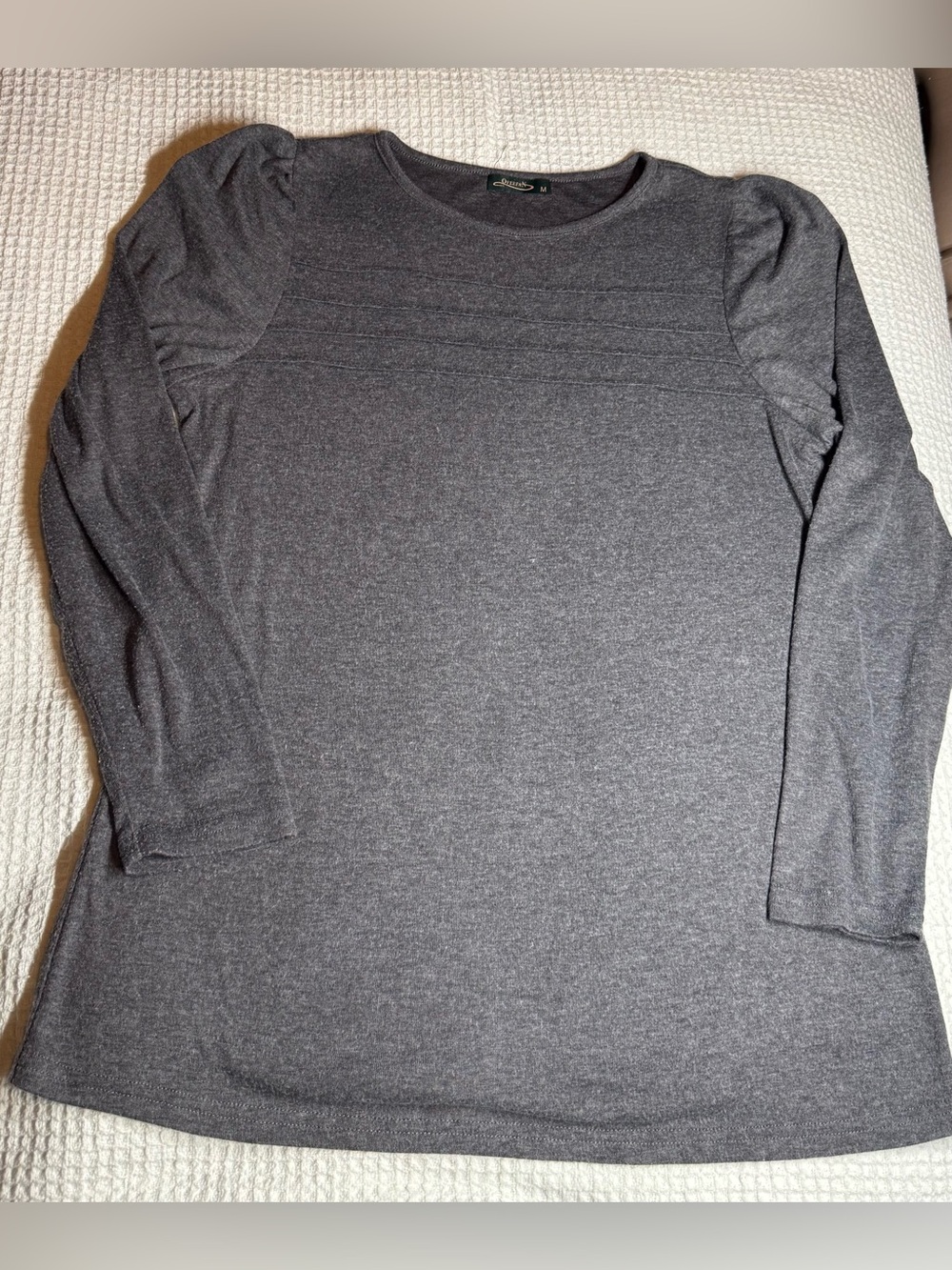 Ladies Ofeefan Tunic Style Top Crewneck Shirt - Gray